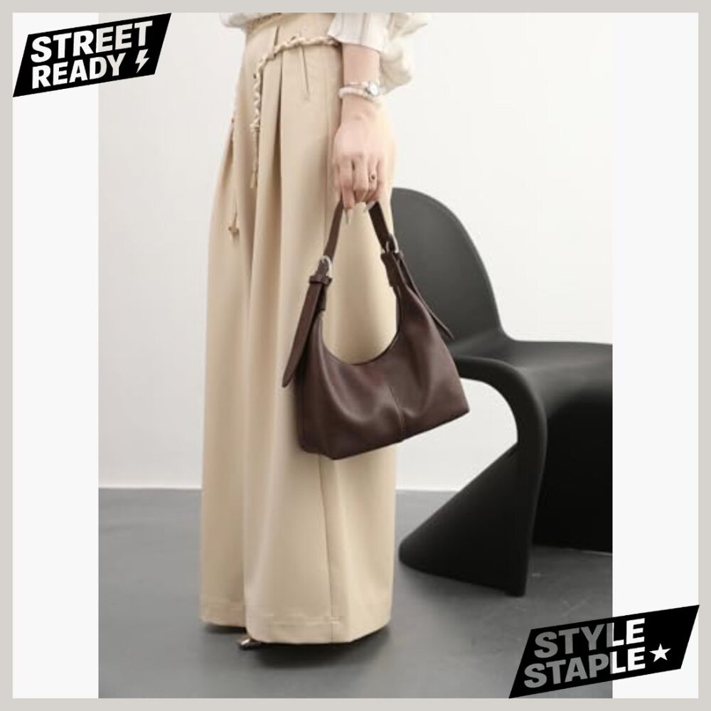 Soft Vegan Leather Hobo Shoulder Bag Crossbody Tote with Adjustable Straps - Picture 3 of 7